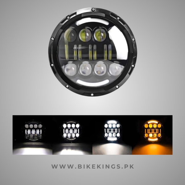 Headlight LED Panel H22 – 7 Inch – White Yellow DRL – Motorcycle Jeep Beam Round Light