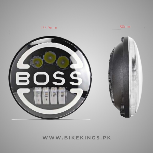 Headlight LED Panel H21 – 7 Inch – BOSS Shape – White Yellow DRL – Motorcycle Jeep Beam