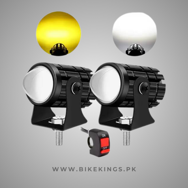 BIKE LIGHT LED E VISION 12V MINI DRIVE LENS Motorcycle Auxiliary Spot Light High low beam White/Yellow